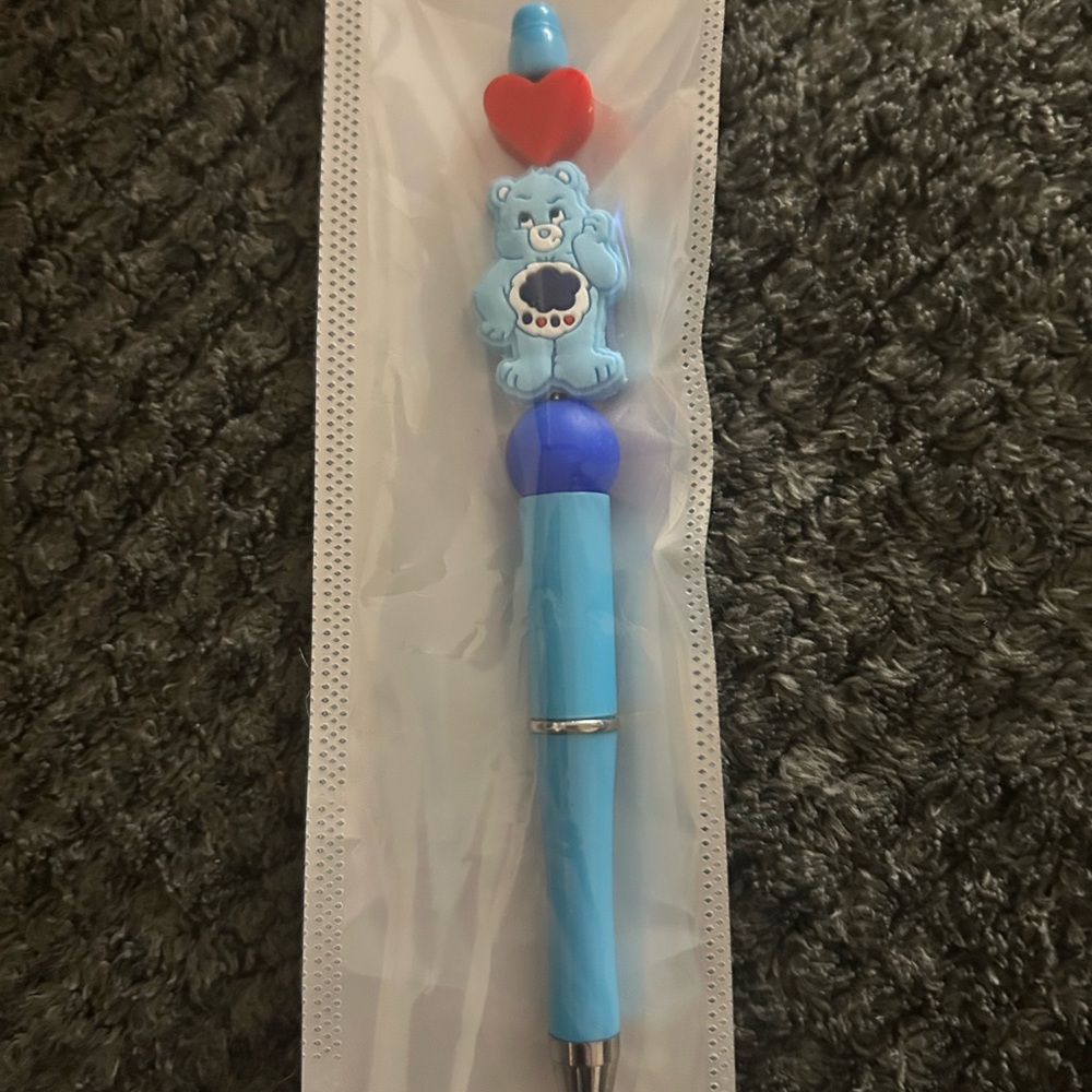 Hand Crafted Blue grumpy Bear pen